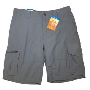 Columbia Kestrel Trail Mens Grey Cargo Hiking Shorts Omni-Shade UPF 50 Size 32